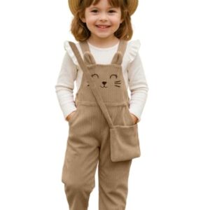 Ninas Baby Girls Solid Cotton Blend Style Top and Dungarees Set with Purse (White & Pink)