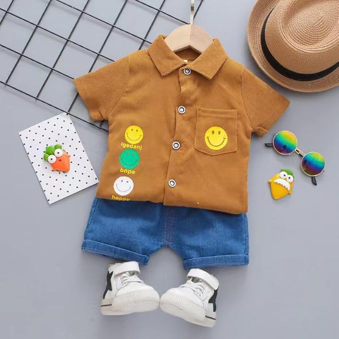 Bold N Elegant Boys Cute Cartoon Printed Jungle Friends Half Sleeve Cotton Shirt & Shorts for Infant Toddler Tween Boys - Image 2