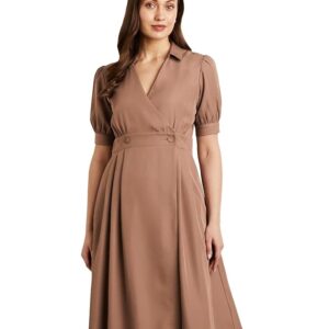 Symbol Premium Women's Fit & Flare Wrap Dress (Midi Length | Stylish | Desk-to-Dinner) (Available in Plus Sizes)